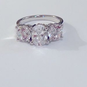 Sterling large CZ engagement ring